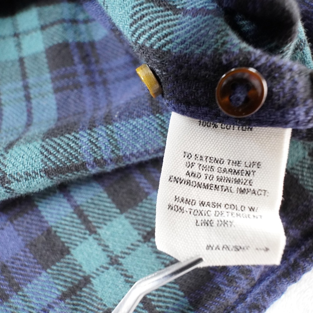 Alex Mill Flannel Button Down Shirt M Plaid Blue Green Cotton Heritage Classic - Picture 9 of 12